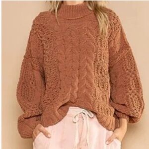 POL “ Trudy 2 “ POL Cable Knit Mock Neck Sweater 79